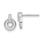 Sterling Silver Rhodium-plated Polished CZ Circles Post Earrings