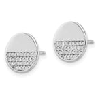 Sterling Silver Rhodium-plated Polished CZ Disc Post Earrings