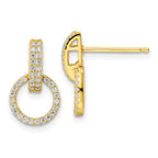 Sterling Silver Gold-tone Polished CZ Circle Post Dangle Earrings