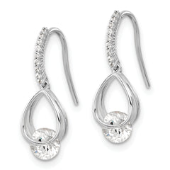 Sterling Silver Rhodium-plated Polished Fancy CZ Dangle Earrings