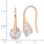 Sterling Silver Rose-tone Polished Round CZ Dangle Earrings