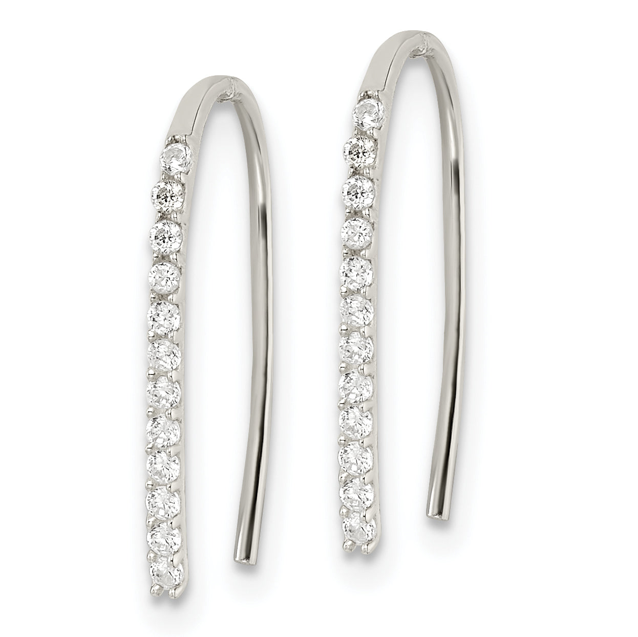 Sterling Silver Polished CZ Threader Earrings Secondary image