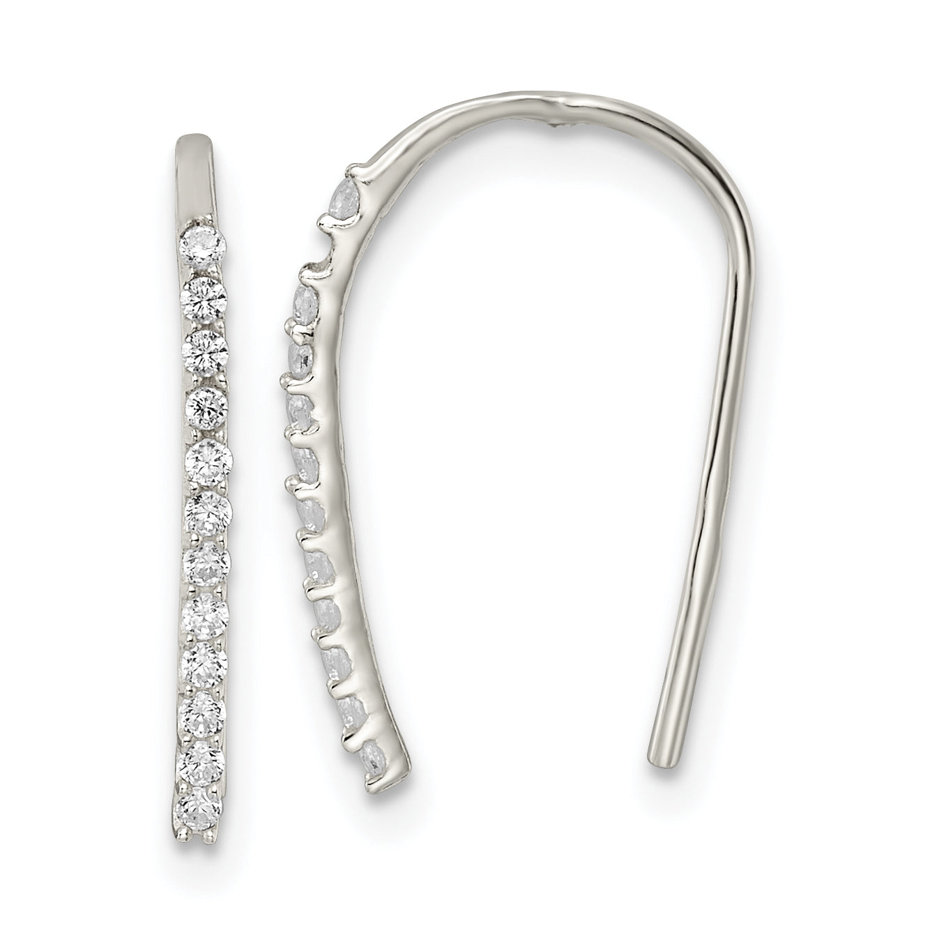 Sterling Silver Polished CZ Threader Earrings Main image