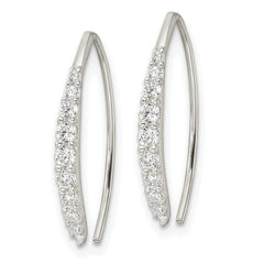 Sterling Silver Polished CZ Threader Earrings