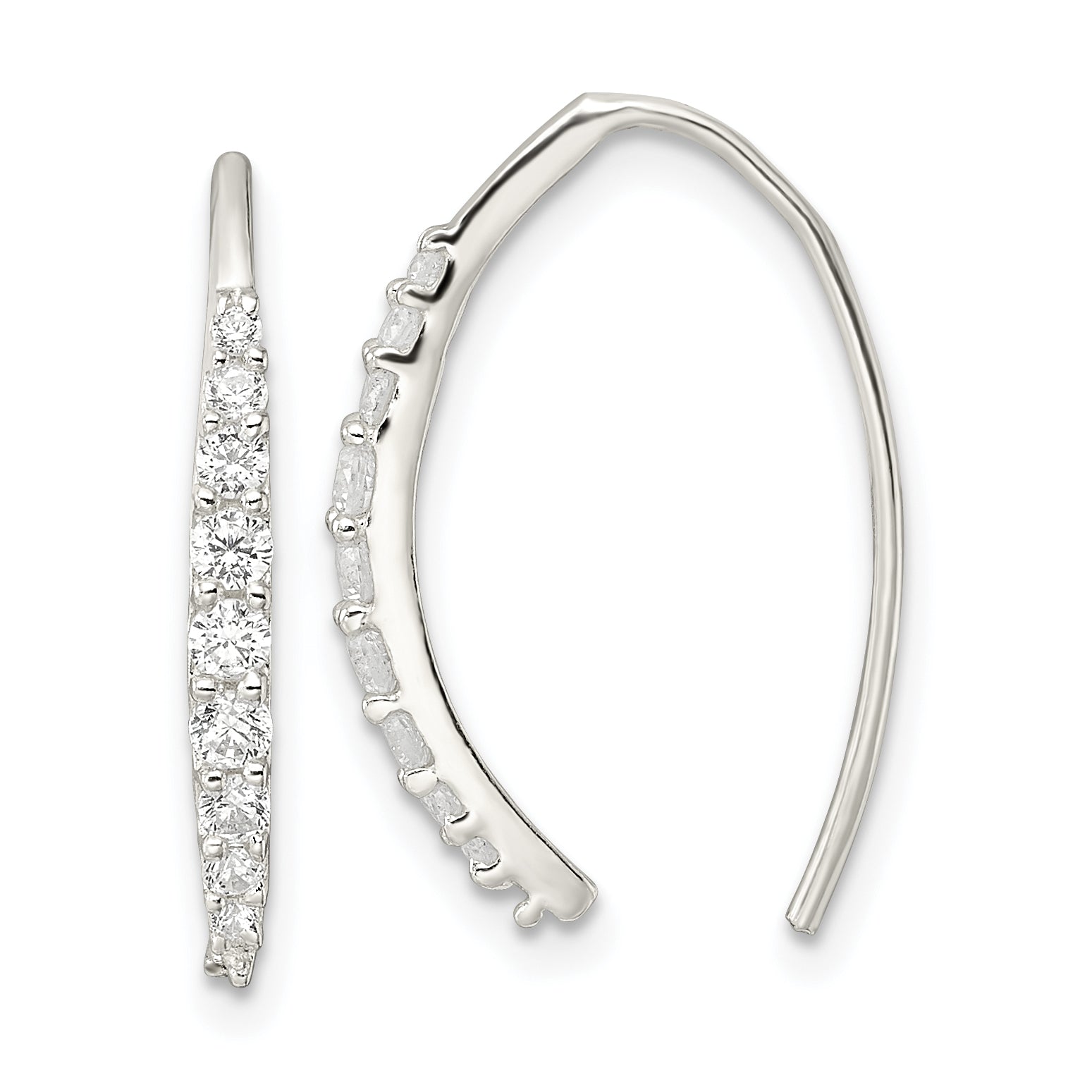 Sterling Silver Polished CZ Threader Earrings Main image
