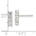 Sterling Silver Polished Three CZ Post Earrings