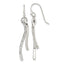 Sterling Silver Polished CZ Wavy Bar Dangle Shephard Hook Earrings