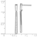 Sterling Silver Rhodium-plated Polished CZ Tapered Post Dangle Earrings