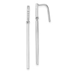 Sterling Silver Rhodium-plated Polished CZ Bar Dangle Earrings