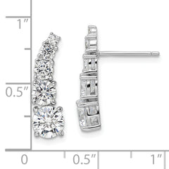 Sterling Silver Rhodium-plated Polished Graduated CZ Post Earrings