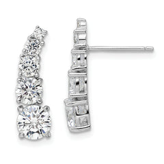 Sterling Silver Rhodium-plated Polished Graduated CZ Post Earrings