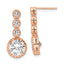 Sterling Silver Rose-tone Polished Round CZ Post Dangle Earrings