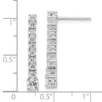 Sterling Silver Rhodium-plated Polished CZ Post Dangle Earrings