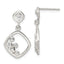 Sterling Silver Polished CZ Square Dangle Post Earrings
