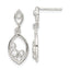 Sterling Silver Polished CZ Oval Dangle Post Earrings