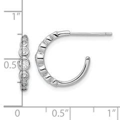 Sterling Silver Rhodium-plated CZ Post Hoop Earrings