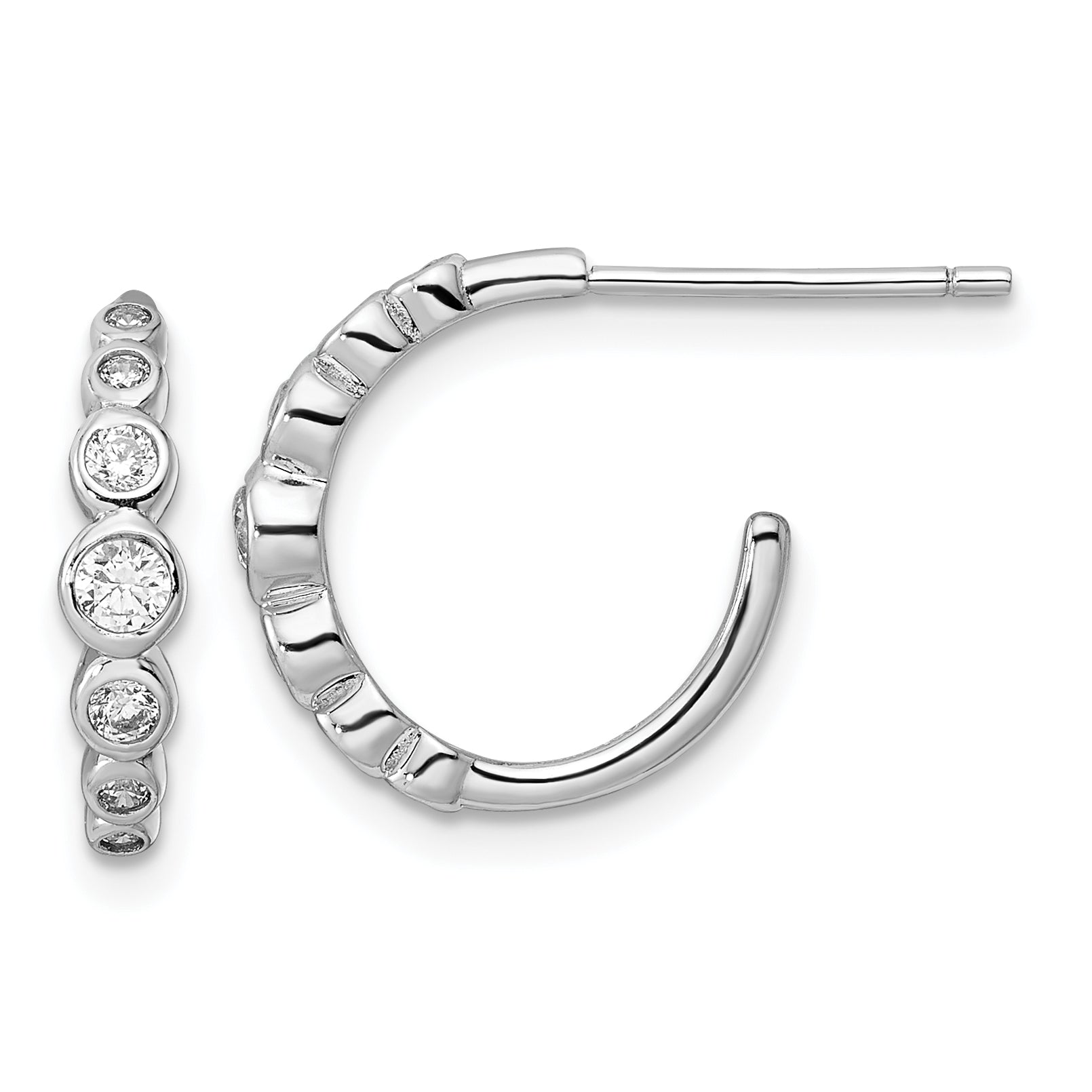 Sterling Silver Rhodium-plated CZ Post Hoop Earrings Main image