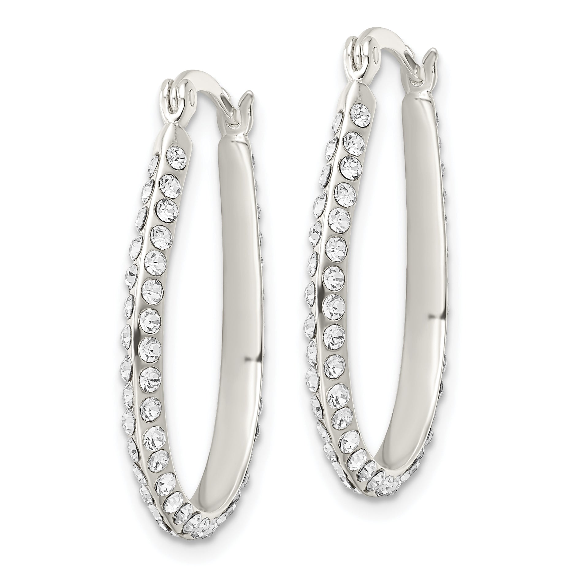 Sterling Silver CZ Oval Hoop Earrings Secondary image