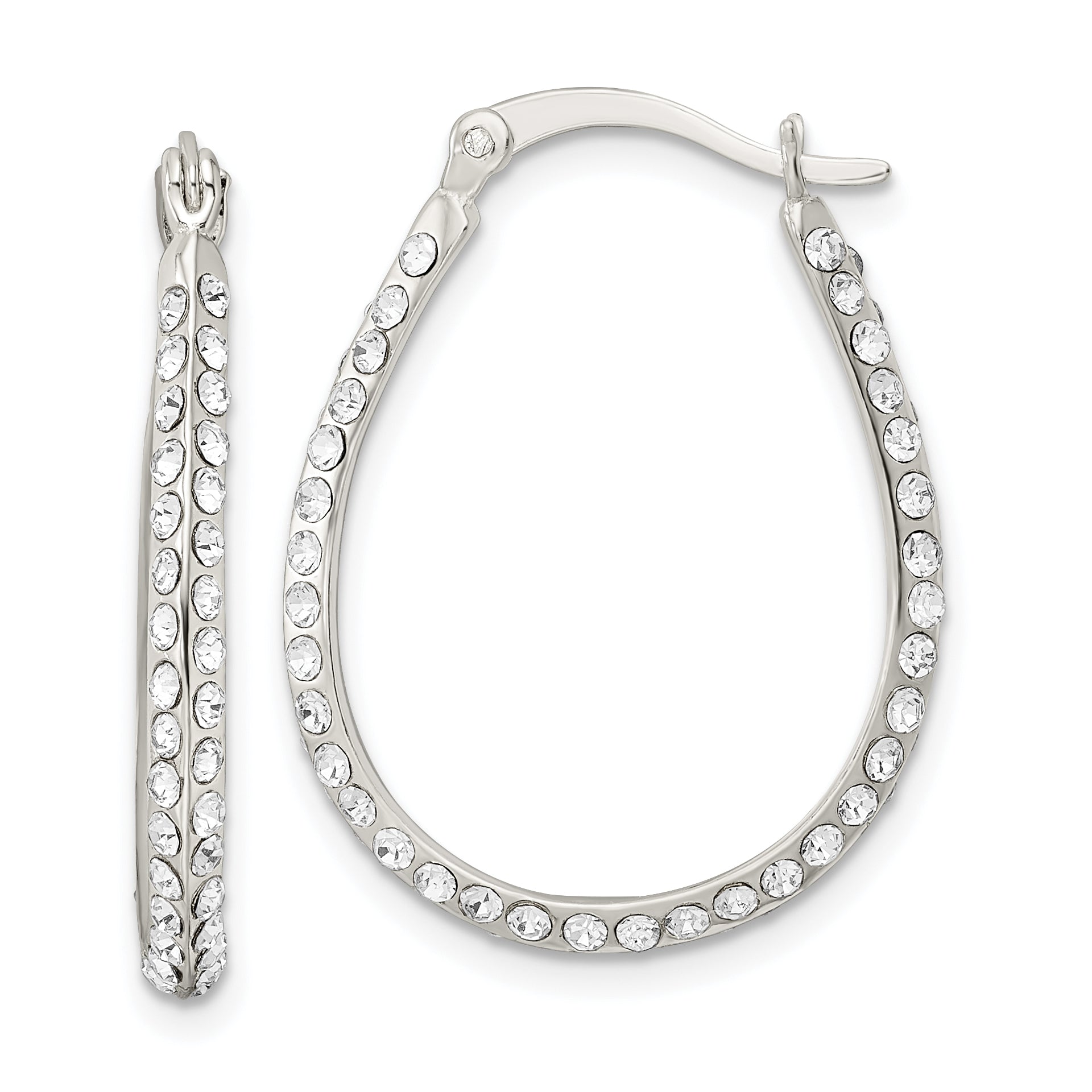 Sterling Silver CZ Oval Hoop Earrings Main image