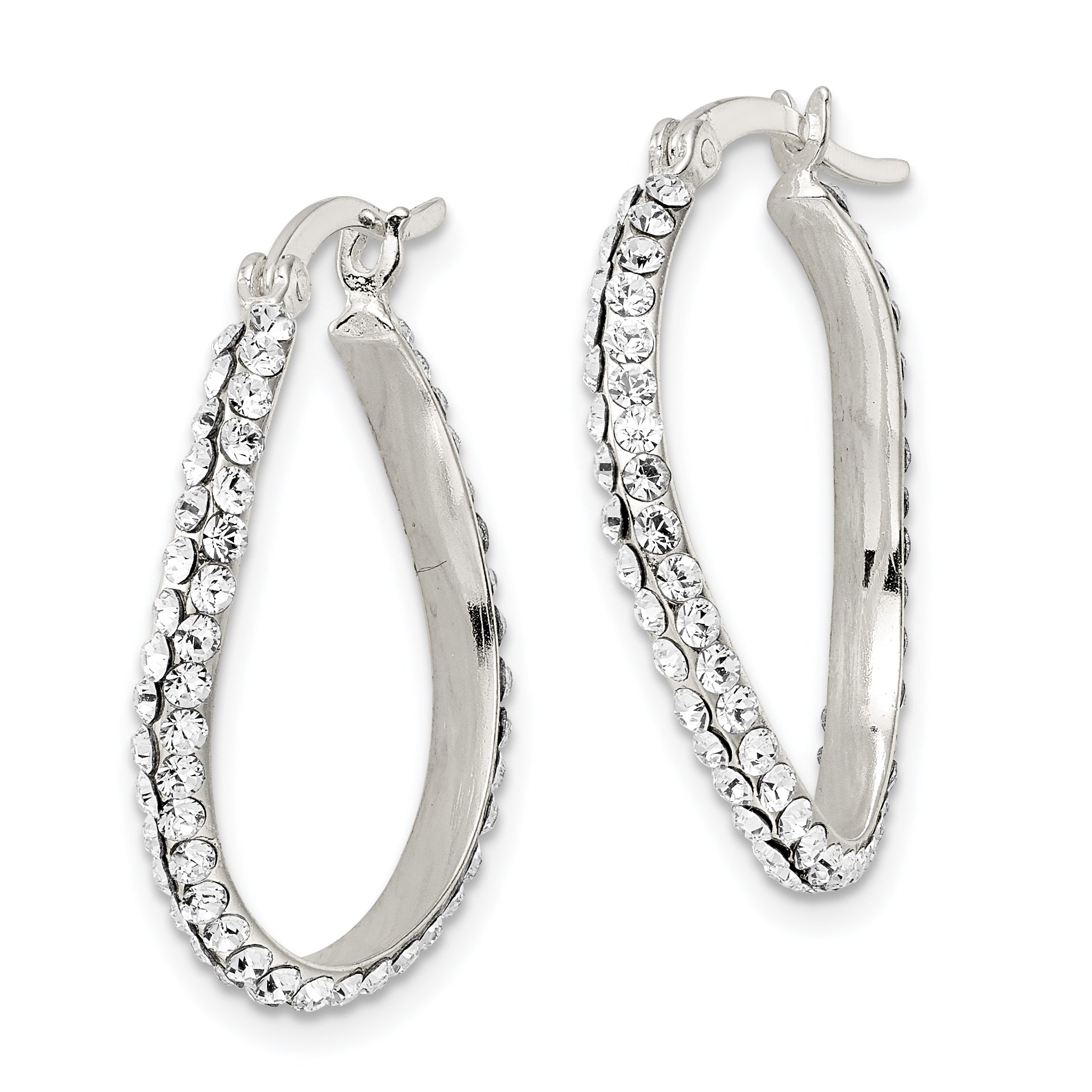 Sterling Silver CZ Oval Hoop Earrings Secondary image