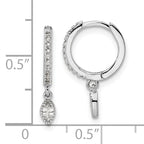 Sterling Silver Rhodium-plated Polished CZ Hinged Hoop Earrings