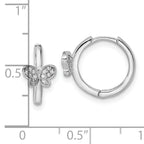Sterling Silver Rhodium-plated Polished CZ Hinged Hoop Butterfly Earrings