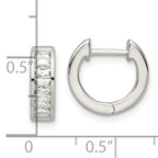 Sterling Silver Polished Baguette CZ Hinged Hoop Earrings