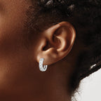 Four-Prong Cubic Zirconia Hoop Earrings in Sterling Silver, 15x14mm Hinged - Sophia Jewelers