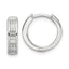 Sterling Silver Polished Rhodium-plated CZ Hinged Hoop Earrings