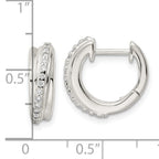 Sterling Silver Polished CZ Hinged Hoop Earrings