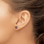 Sterling Silver Rhodium-plated 6-7mm Black and White Round Freshwater Cultured Pearl Set of 2 Post Earrings
