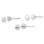Sterling Silver Rhodium-plated 6-7mm White Button Freshwater Cultured Pearl, CZ and Stud Earrings Set