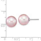 Sterling Silver Rhodium-plated 10-11mm Purple Round Freshwater Cultured Pearl Post Earrings