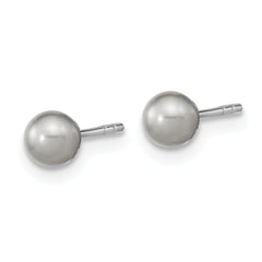 Sterling Silver Rhodium-plated 4-5mm Grey Round Freshwater Cultured Pearl Post Earrings