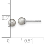 Sterling Silver Rhodium-plated 4-5mm Grey Round Freshwater Cultured Pearl Post Earrings