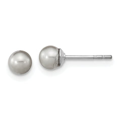 Sterling Silver Rhodium-plated 4-5mm Grey Round Freshwater Cultured Pearl Post Earrings