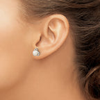 Sterling Silver Rhodium-plated 6-7mm White Button Freshwater Cultured Pearl Post Earrings