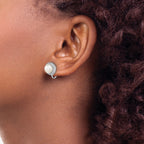 Sterling Silver Rhodium-plated 7-8mm White Button Freshwater Cultured Pearl Non-pierced Earrings
