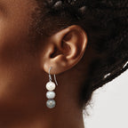 Sterling Silver Rhodium-plated 8-9mm Black, White and Grey Near-Round Freshwater Cultured Pearl Dangle Earrings
