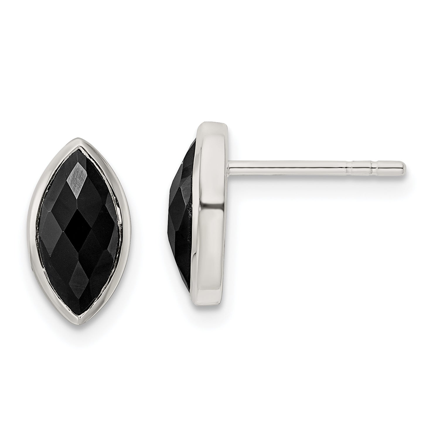 Sterling Silver Polished Marquise Onyx Post Earrings Main image