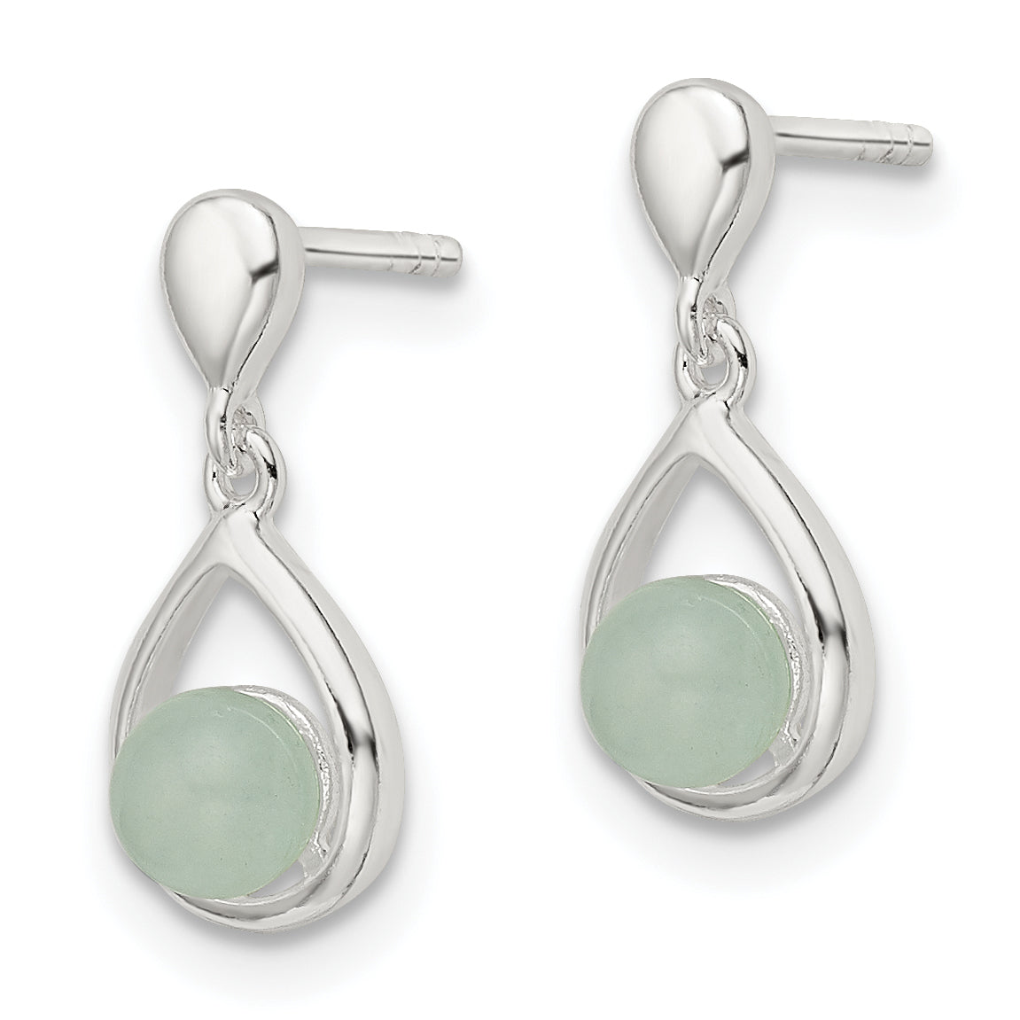 Sterling Silver Polished Light Blue Quartzite Teardrop Post Dangle Earrings Secondary image