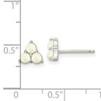 Sterling Silver Rhod-plated Polished Created Opal Cluster Post Earrings