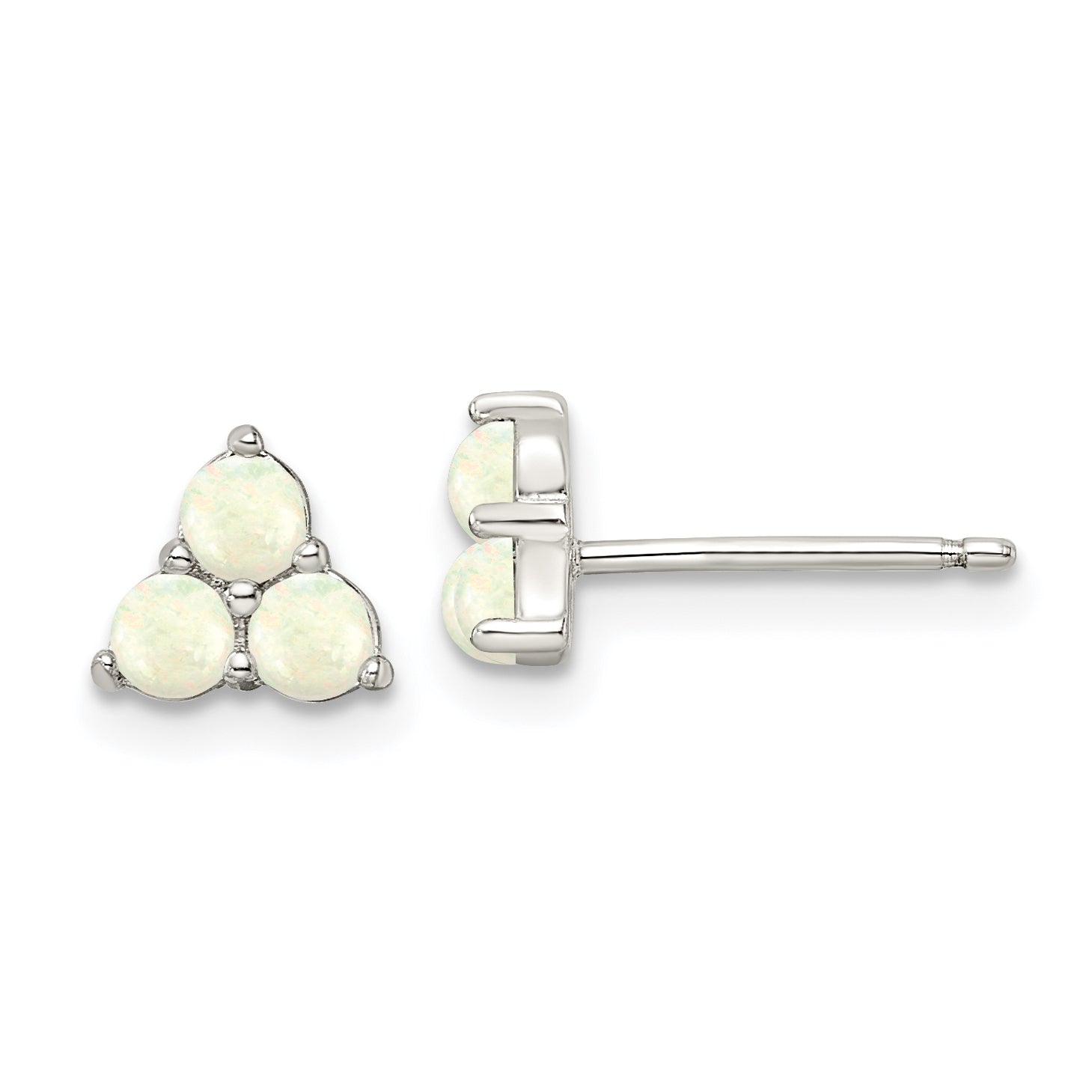 Sterling Silver Rhod-plated Polished Created Opal Cluster Post Earrings Main image