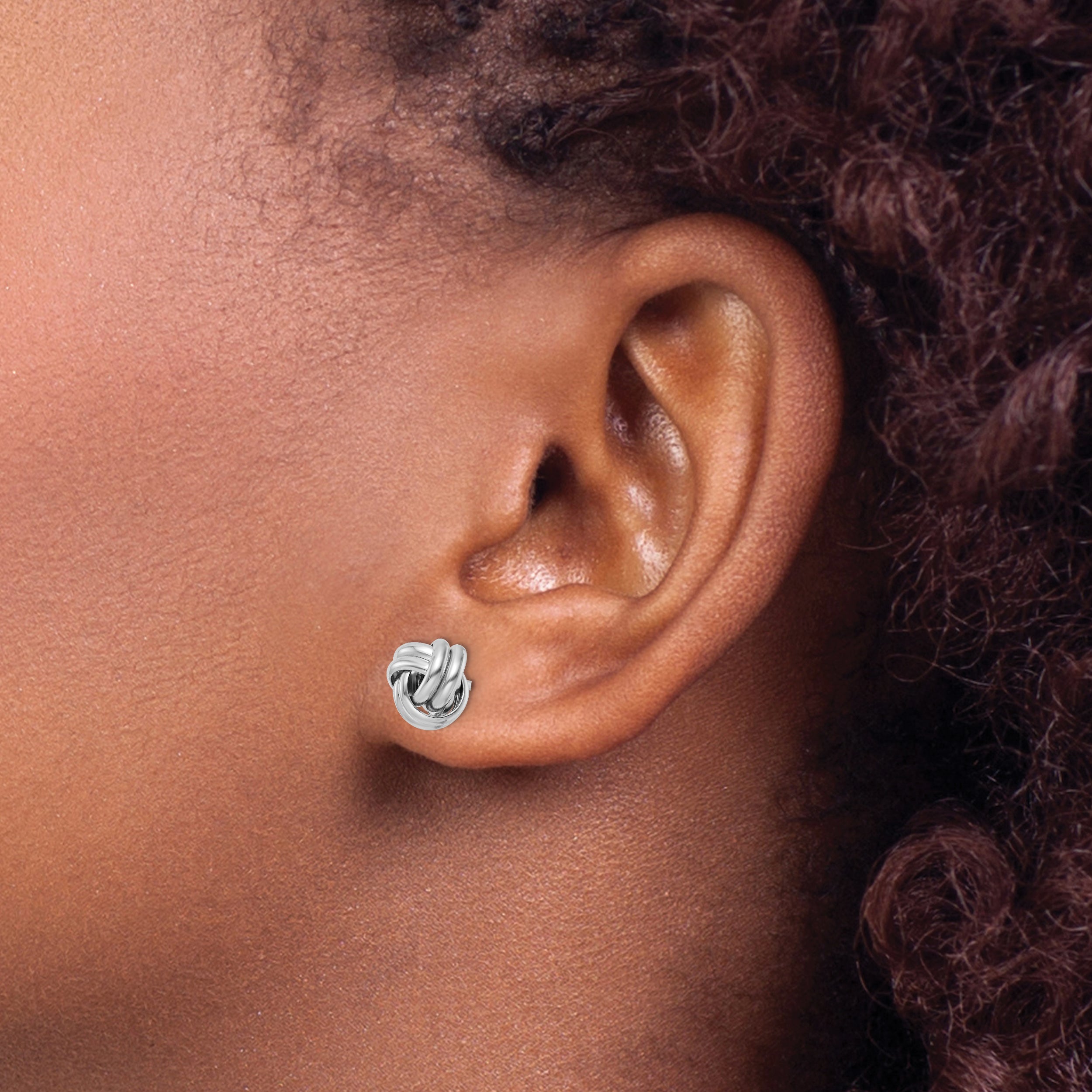 Sterling Silver Rhodium-plated Post Polished Love Knot Earrings