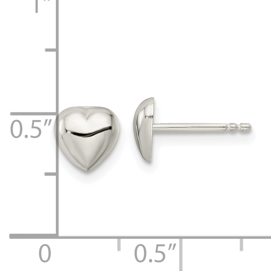 Sterling Silver Polished Heart Post Earrings