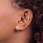 Cubic Zirconia Heart Stud Earrings in Sterling Silver, 9.16mm - Sophia Jewelers