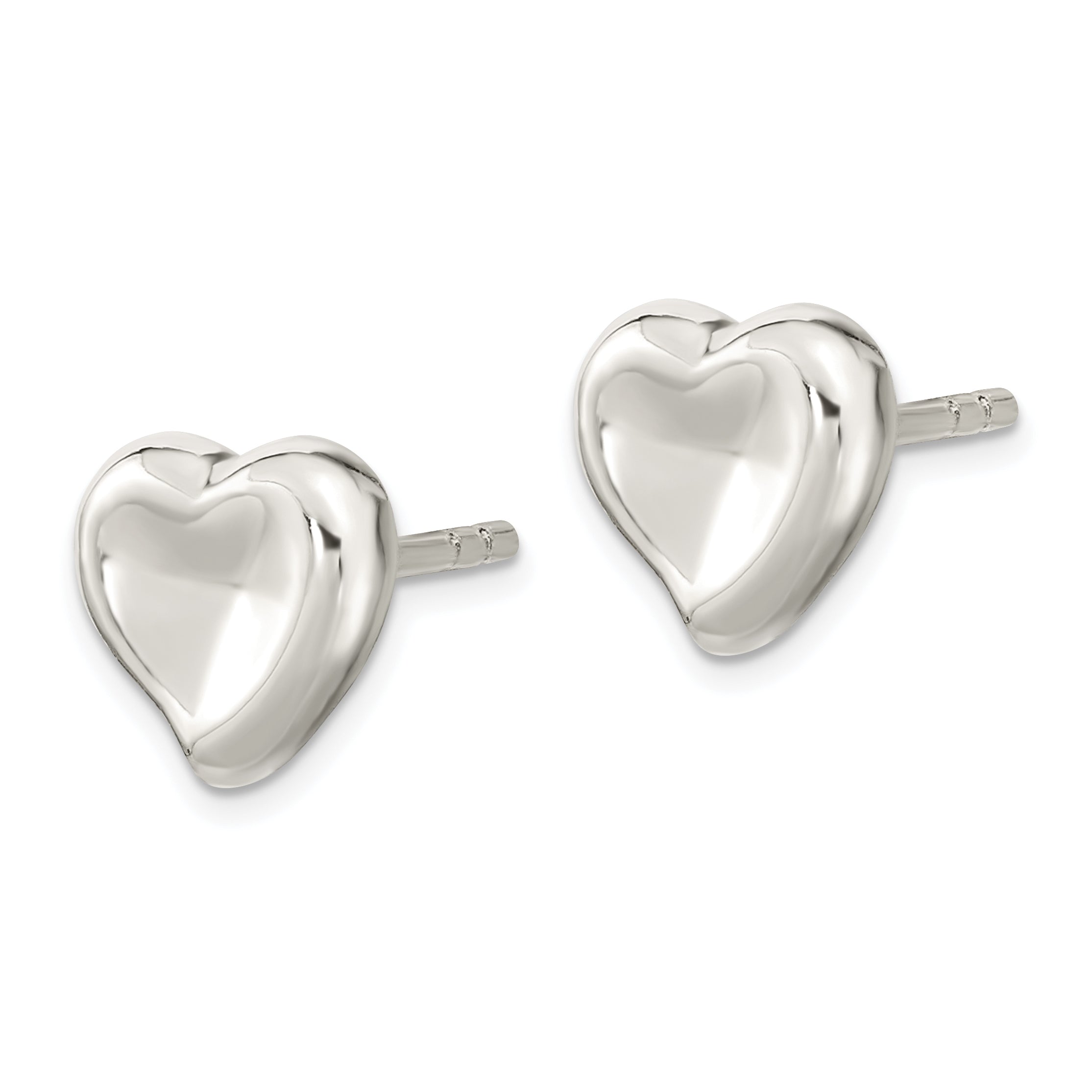 Sterling Silver Polished Puffed Heart Post Earrings Secondary image