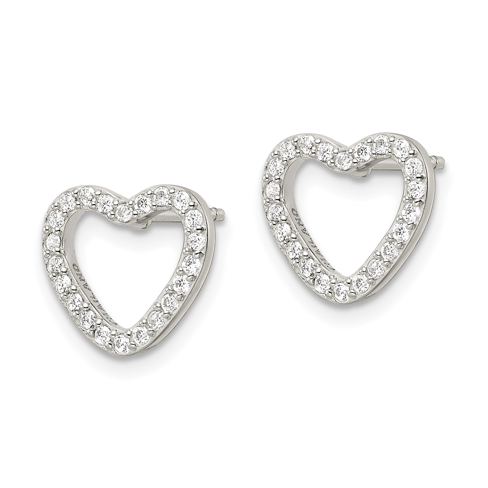 Sterling Silver CZ Heart Post Earrings Secondary image