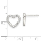 Sterling Silver CZ Heart Post Earrings