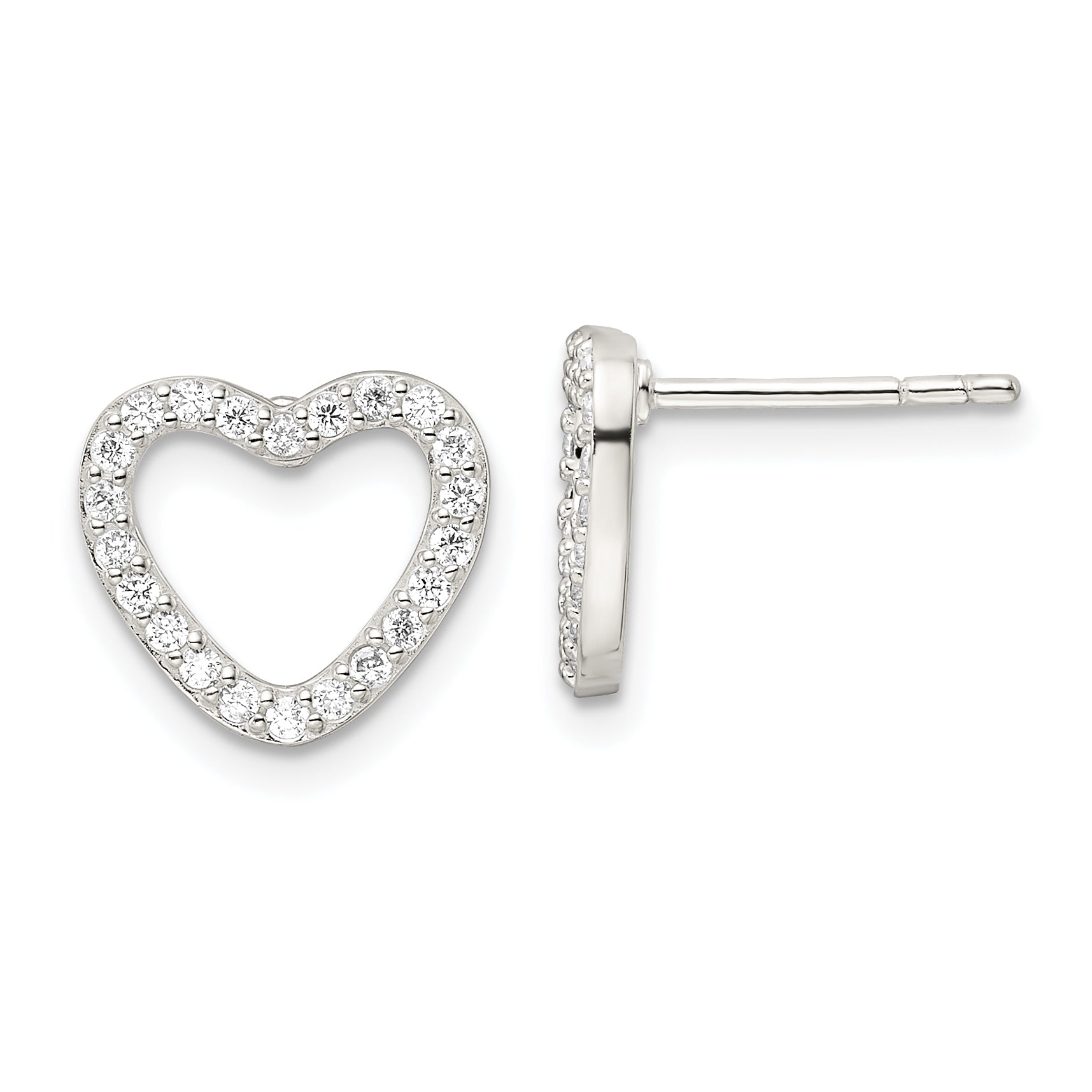 Sterling Silver CZ Heart Post Earrings Main image
